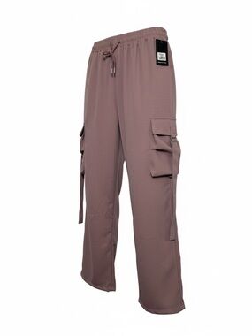 Lightweight Wide Leg Cargo Pants with Cargo Strap Dusty Rose